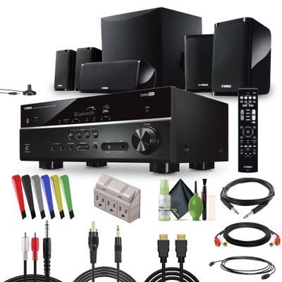 Yamaha Audio YHT-4950U 4K Ultra HD 5.1-Channel Home Theater System with 8" 50W RMS Powered Subwoofer Speakers, True Surround Sound, AV Receiver and Bluetooth Music Streaming Bundle with Accessories