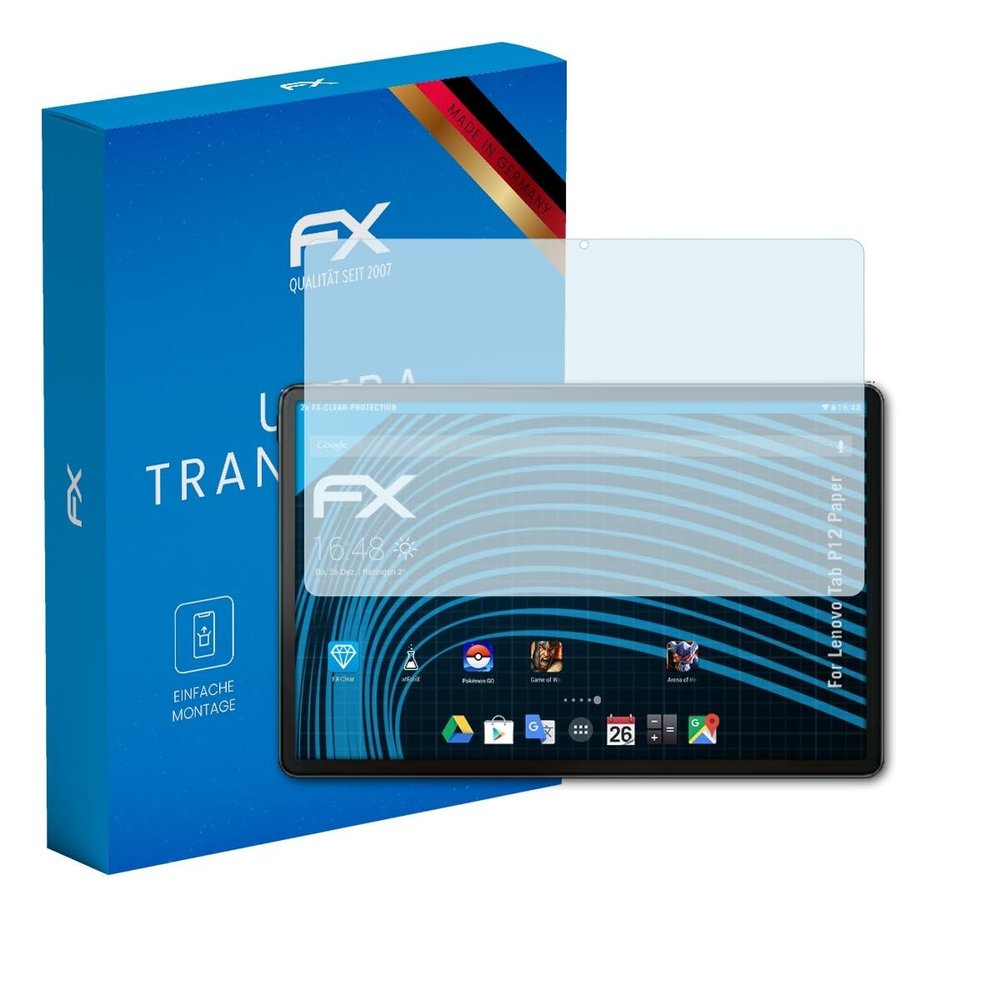 atFoliX Screen Protection Film compatible with Lenovo Tab P12 Paper Screen Protector, ultra-clear FX Protective Film (2X)