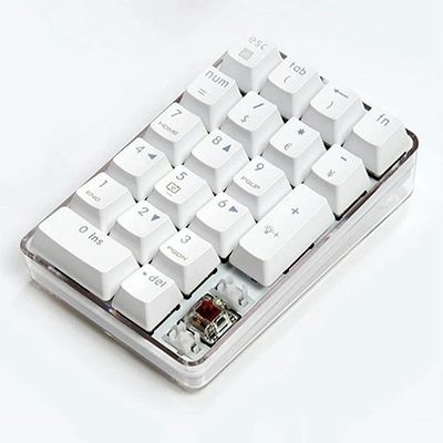 DirectNine Basics for Mechanical Numeric Keypad Brown Switch Wired Gaming Keypad Case White Backlit 21 Keys Mini Numpad Keypad, 6924023135652