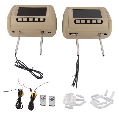 2PCS HD Car Player, 7 in Headrest LCD display, ABS Display, 12V Headrest Monitor Screens for Cars, Brown