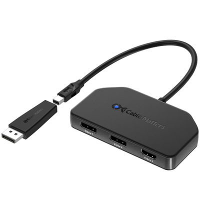 Cable Matters DisplayPort 1.4 MST Hub (1 HDMI 2.0 + 2 DP 1.4), DP Splitter Hub with 2X DisplayPort and 1x HDMI for Windows, NOT Compatible with macOS