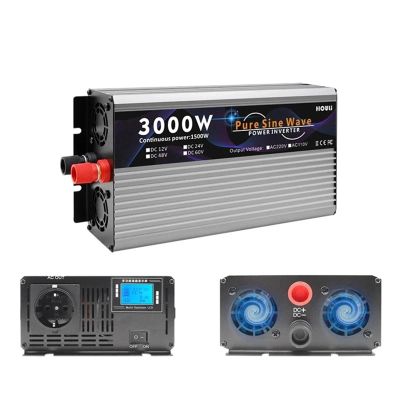 JZRYQJGJ Inverter 12V 24V 48V 60V to 220V Pure Sine Wave Power Inverter 3000W 4000W 5000W Solar Car Converter with USB Charge Tansformer (Color : EU-3000W-220V-48V)