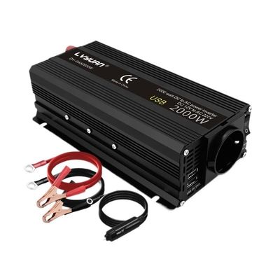 JDOUNFMO Inverter 1500W/2000W 12V 220V Converter 2 USB EU Universal Webasto 12 Volts Inversor12v 220 v Inversores Solar (Color : 1500W EU Black)