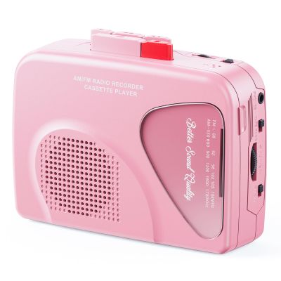 Cassette Player Recorders AM/FM Radio, Portable Tape Player Records to Tape Built in Speakers Manual Record(Pink)