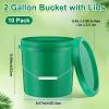 Tioncy 10 Pcs 2 Gallon Plastic Bucket with Lid Heavy Duty 2 Gallon Bucket Pail with Lid Handle for Storage Container Home Household Cleaning (Green) view 2