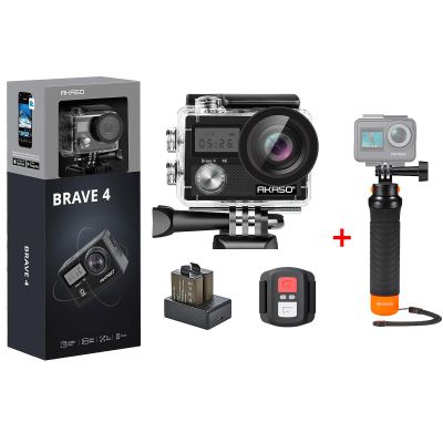 AKASO Brave 4 Action Camera 4K 30fps Ultra HD WiFi Sport Cameras with Waterproof Floating Hand Grip Bundle