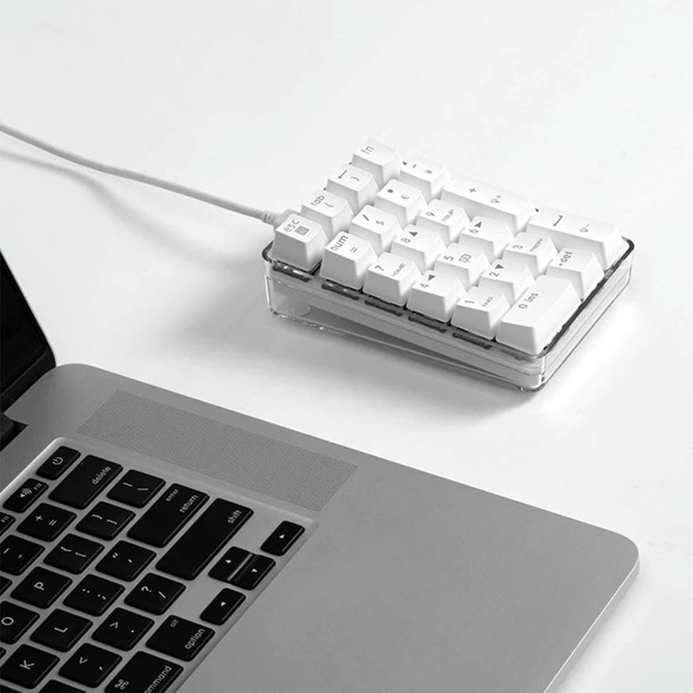 DirectNine Basics for Mechanical Numeric Keypad Brown Switch Wired Gaming Keypad White Backlit 21 Keys Mini Numpad Keypad, 6924023135607