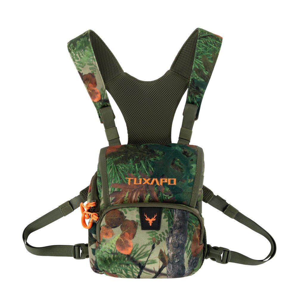 Tuxapo Binocular Harness Chest Pack with Rangefinder Pouch Rain Cover Bino Case for Hunting Hiking Shooting