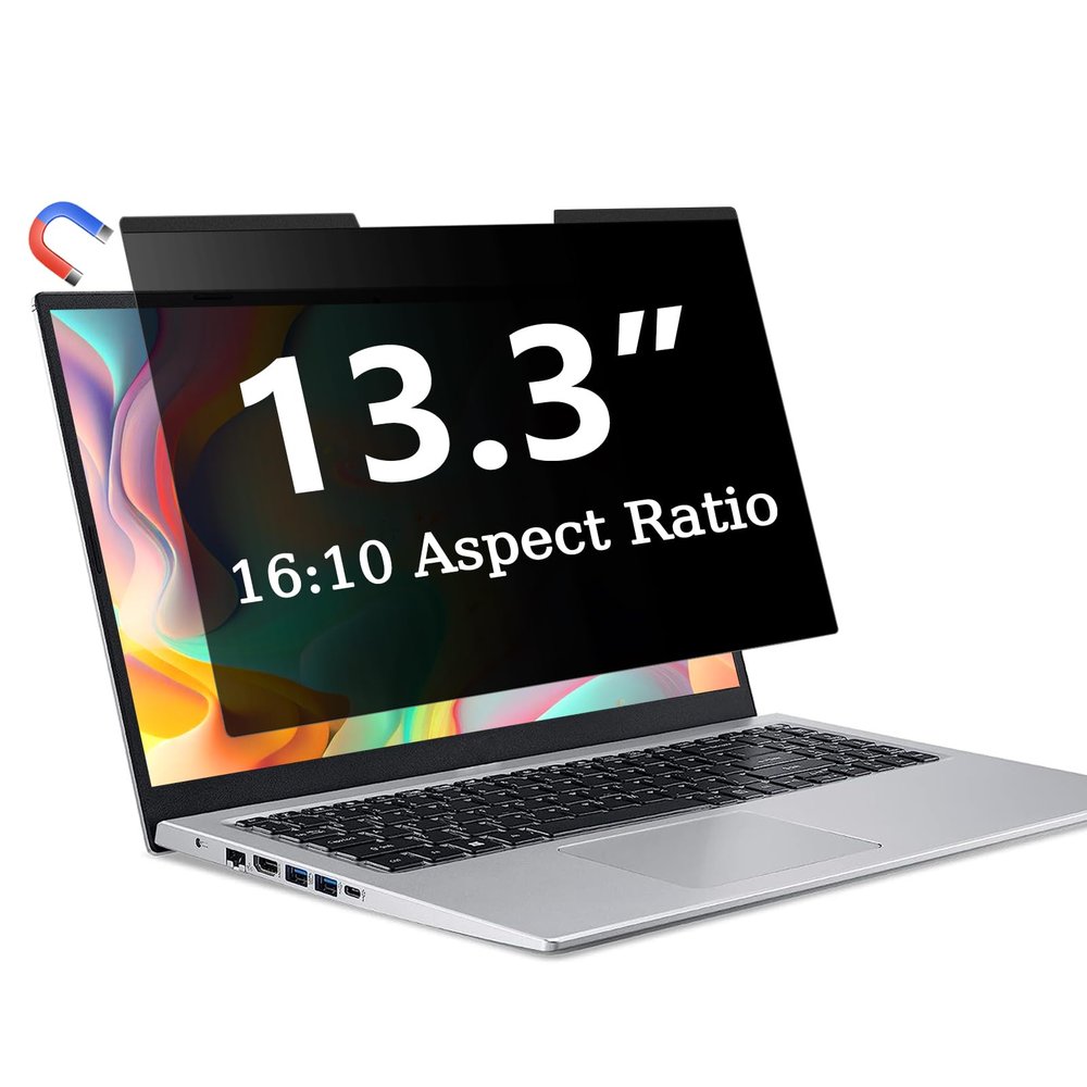 ZOEGAA Magnetic 13.3 Inch Laptop Privacy Screen Filter, for Removable & Reusable 16:10 Widescreen Display Laptop Privacy Screen 13.3 inch and Anti-Spy Anti-Blue Light Anti-Glare Protector