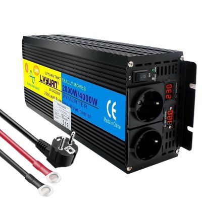 JDOUNFMO 2000W/4000W Uninterruptible Power Supply Pure Sine Wave Power Inverter Charger UPS DC 12V to AC 220V LED Display (Color : 12V EU Socket)