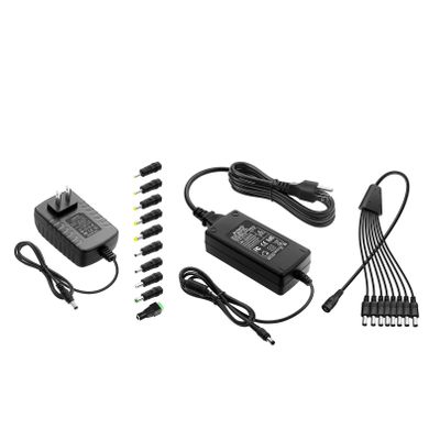 ALITOVE Security Camera Power Supply Adpter 12V 2A + 12V 5A with 8 Way Power Splitter Cable 5.5x2.1mm, 100-240V 50-60Hz AC to DC Converter for Analog AHD CCTV DVR Surveillance System