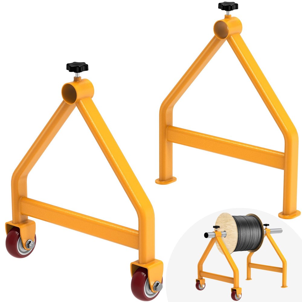 Lifeswell Wire Spool Rack, Portable Cable Caddy, Steel Fully welded Wire Rack Dispenser for up to 28" Diameter Spools, 220 lbs Capacity, Yellow