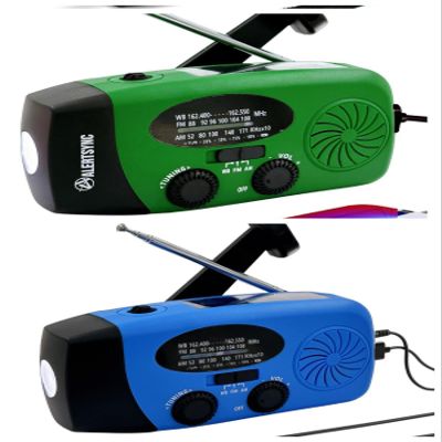 5000mAh Green + Blue Weather Emergency Radio, Portable Solar AM/FM/NOAA Hand Crank Radio, Cell Phone Charger with SOS, 1W LED Flashlight, Headphone Jack, Power Bank for Emergency Preparedness