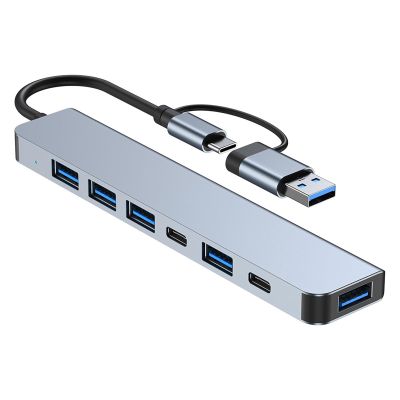 GRABLOOM USB C to USB 3.0 Hub 7 Ports USB to USB 3.0 Multiport Adapter Aluminum Extender Converter Charger Adapter USB Splitter