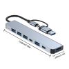 GRABLOOM USB C to USB 3.0 Hub 7 Ports USB to USB 3.0 Multiport Adapter Aluminum Extender Converter Charger Adapter USB Splitter view 3