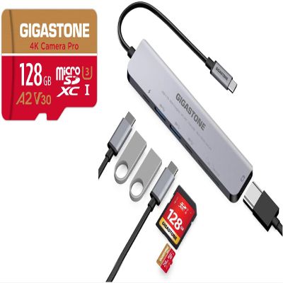 [SD/microSD Card Reader] GIGASTONE 7-in-1 USB C Hub 4K HDMI PD 100W Thunderbolt Docking Station