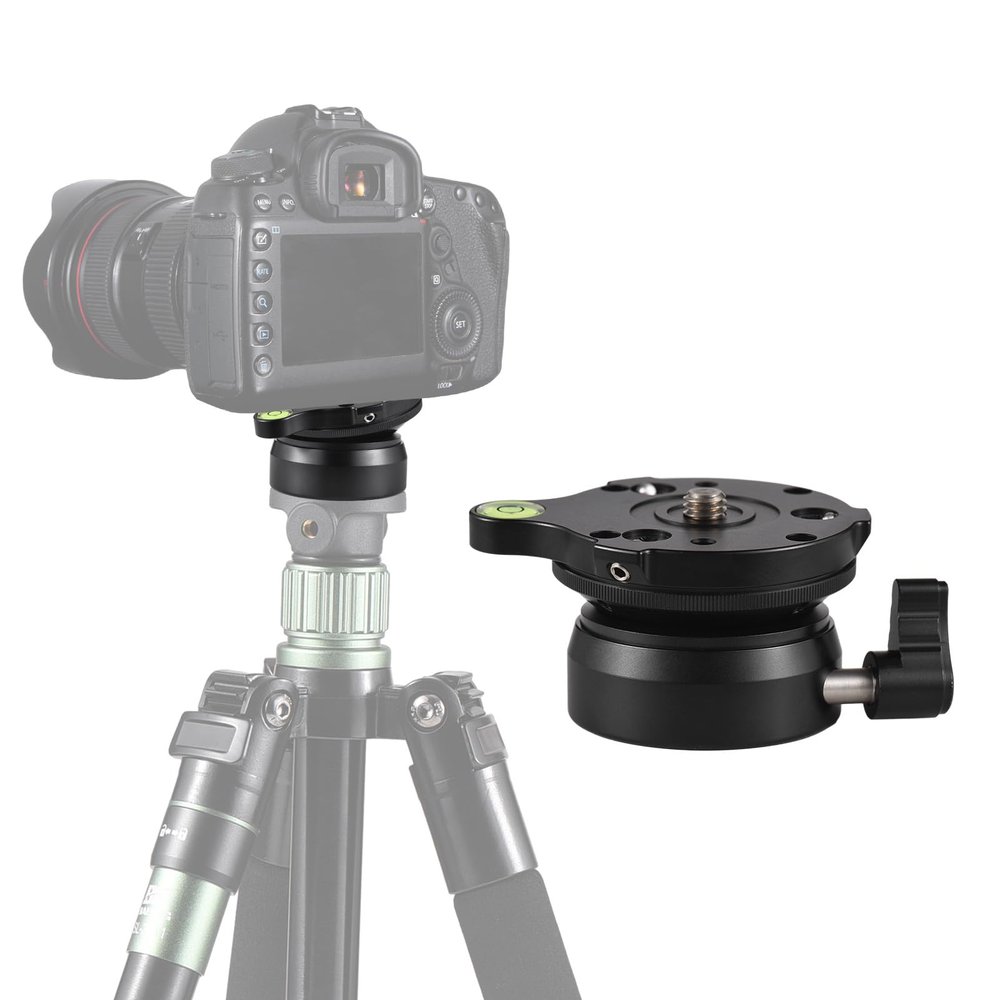 Andoer Leveling Base for Tripod Bubble Level Adjustment Plate for Head Tripod Aluminium 15 Tilt Compatible with DSLR Cameras Canon Nikon Sony