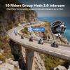 XGP X10 10 Riders Group Mesh Motorcycle Intercom, 3000m Motorcycle Bluetooth Headset V5.3 with Audio Multitasking, Helmet Communication Systems with Hi-Fi Speakers for ATV/Snowmobile,1 Pack, Grey view 2