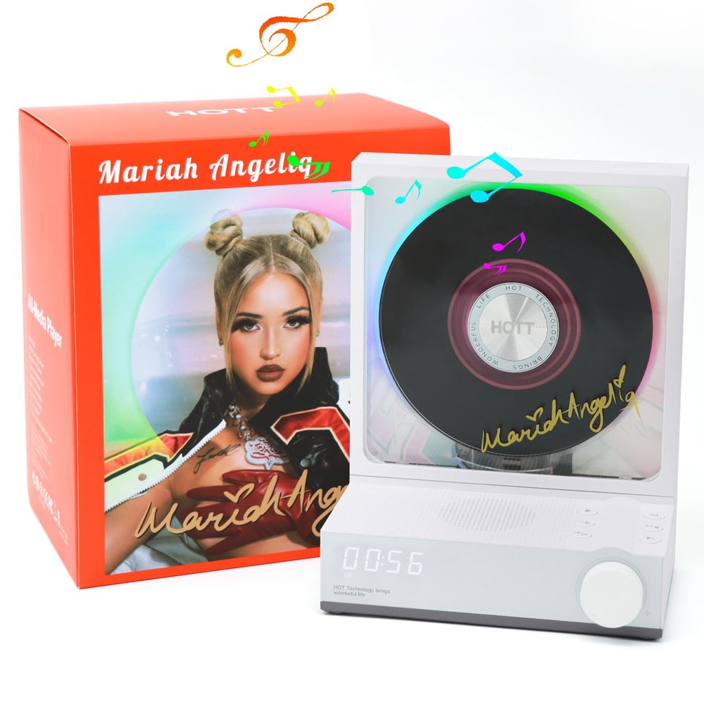 HOTT Portable CD Player,Retro Bluetooth 5.3 CD Players for Home,Music Player with HiFi Speaker,4000mAh Recheageable/Remote Contro/RGB Night Light/Sleep Timer/U Disk/Micro SD/AUX (White-A)