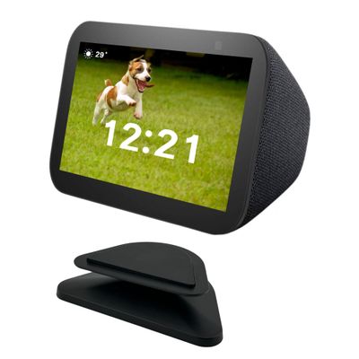 Sintron Adjustable Magnetic Stand Mount for Echo Show 5 3rd gen, Smart Display Stand Holder with 360 Degree Rotation, Swivel & Tilt Function, Anti-Slip Base - Black Compatible with iPhone newer models