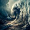 BELECO 9x6ft Fabric Big Ocean Waves Backdrop Vortex Hurricane Storm Waves Tsunami, Dark Sea Gloomy Sky Clouds Background Ocean Nautical Adventure Party Decorations Portrait Shoot Studio Prop view 1