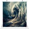 BELECO 9x6ft Fabric Big Ocean Waves Backdrop Vortex Hurricane Storm Waves Tsunami, Dark Sea Gloomy Sky Clouds Background Ocean Nautical Adventure Party Decorations Portrait Shoot Studio Prop view 2