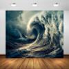 BELECO 9x6ft Fabric Big Ocean Waves Backdrop Vortex Hurricane Storm Waves Tsunami, Dark Sea Gloomy Sky Clouds Background Ocean Nautical Adventure Party Decorations Portrait Shoot Studio Prop view 3