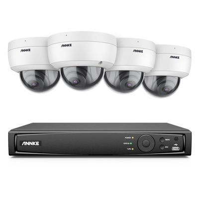 ANNKE H800 8MP PoE Security Camera System, 4K H.265+ NVR and 4X 8MP Ultra HD IP Dome Cameras, 100ft Night Vision, IP67 Waterproof and IK10 VandalProof, Remote Access (No HDD Included)