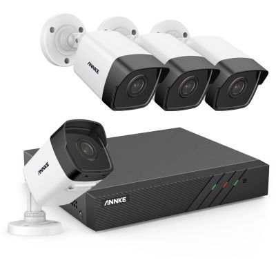 ANNKE 5MP Security Camera System with 8MP 8 Channel PoE NVR x 4 (5 Megapixel) Indoor/Outdoor Wired IP POE Smart Cameras, 100 ft Night Vision, Remote Access, Motion Detection, Alert Push, No Hard Drive