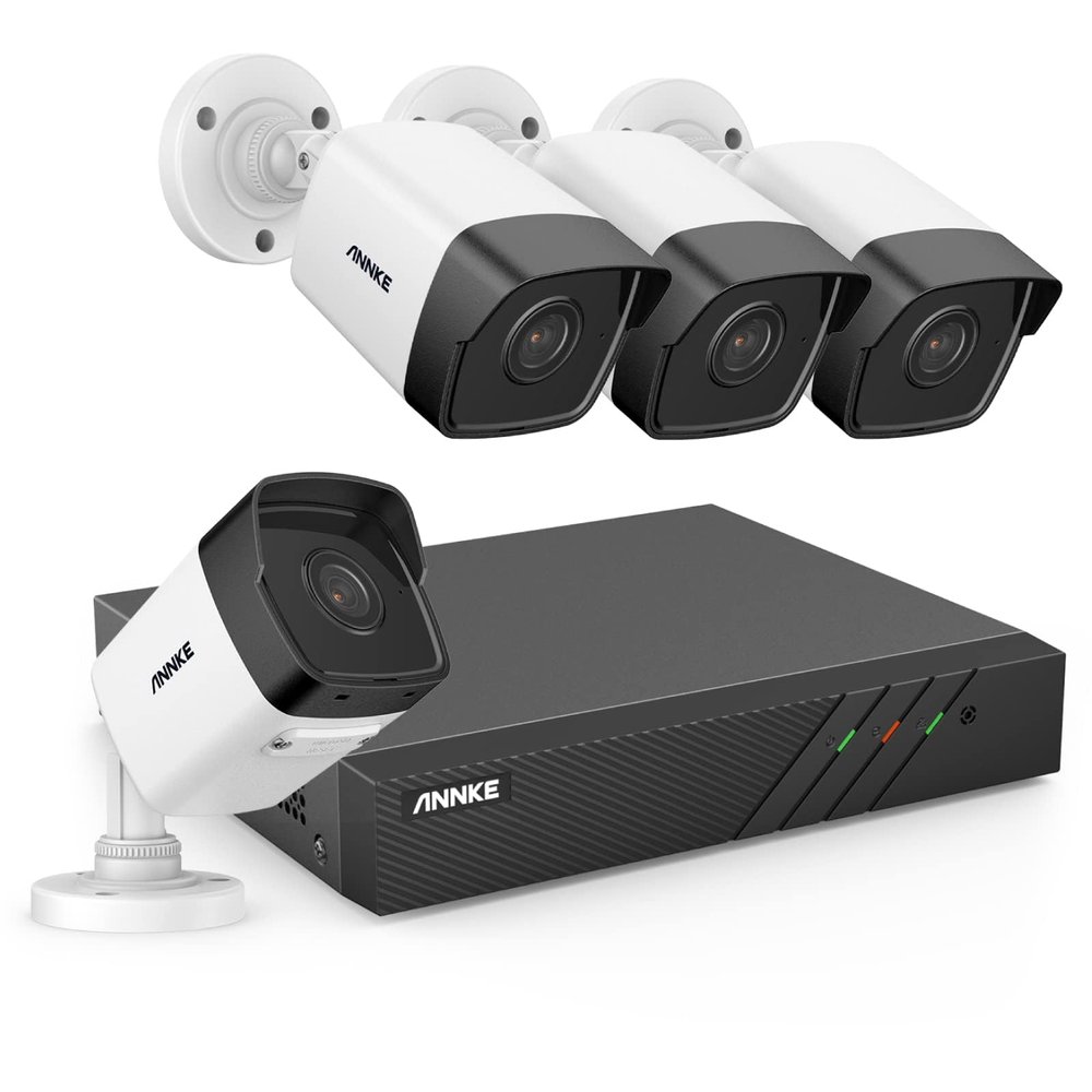 ANNKE 5MP Security Camera System with 8MP 8 Channel PoE NVR x 4 (5 Megapixel) Indoor/Outdoor Wired IP POE Smart Cameras, 100 ft Night Vision, Remote Access, Motion Detection, Alert Push, No Hard Drive