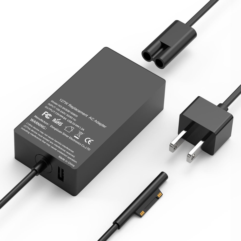 127W 15V 8A Laptop Charger for MicrosoftCompatible with Surface Pro X 9 8 7 6 5 4 3, Surface Book 3 2 1, Surface Laptop 5 4 3 2 1 and Surface Go 3 2 1 Power Cord AC Adapter Supply
