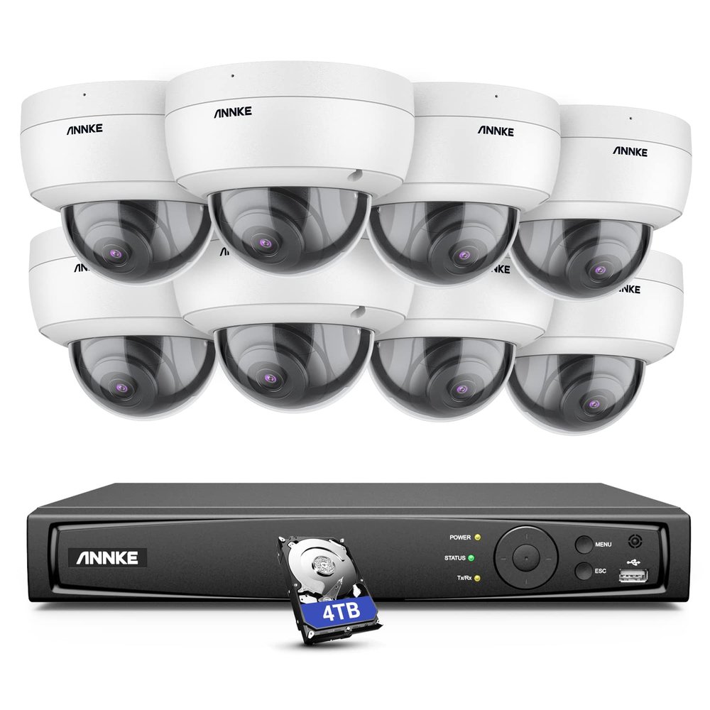 ANNKE H800 8MP PoE Security Camera System with 4TB HDD, 4K H.265+ NVR and 8X 8MP Ultra HD IP Dome Cameras, 100ft Night Vision, IP67 Waterproof and IK10 VandalProof, Remote Access