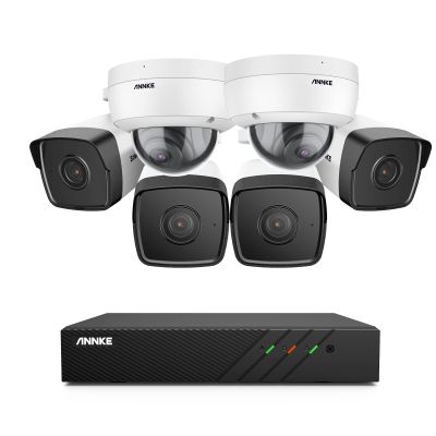 ANNKE 5MP Security Camera System with 8MP 8 Channel PoE NVR, 6pcs 5MP Indoor/Outdoor Wired IP POE Smart Cameras, 100 ft Night Vision, Remote Access, Alert Push, Motion Detection, No HDD