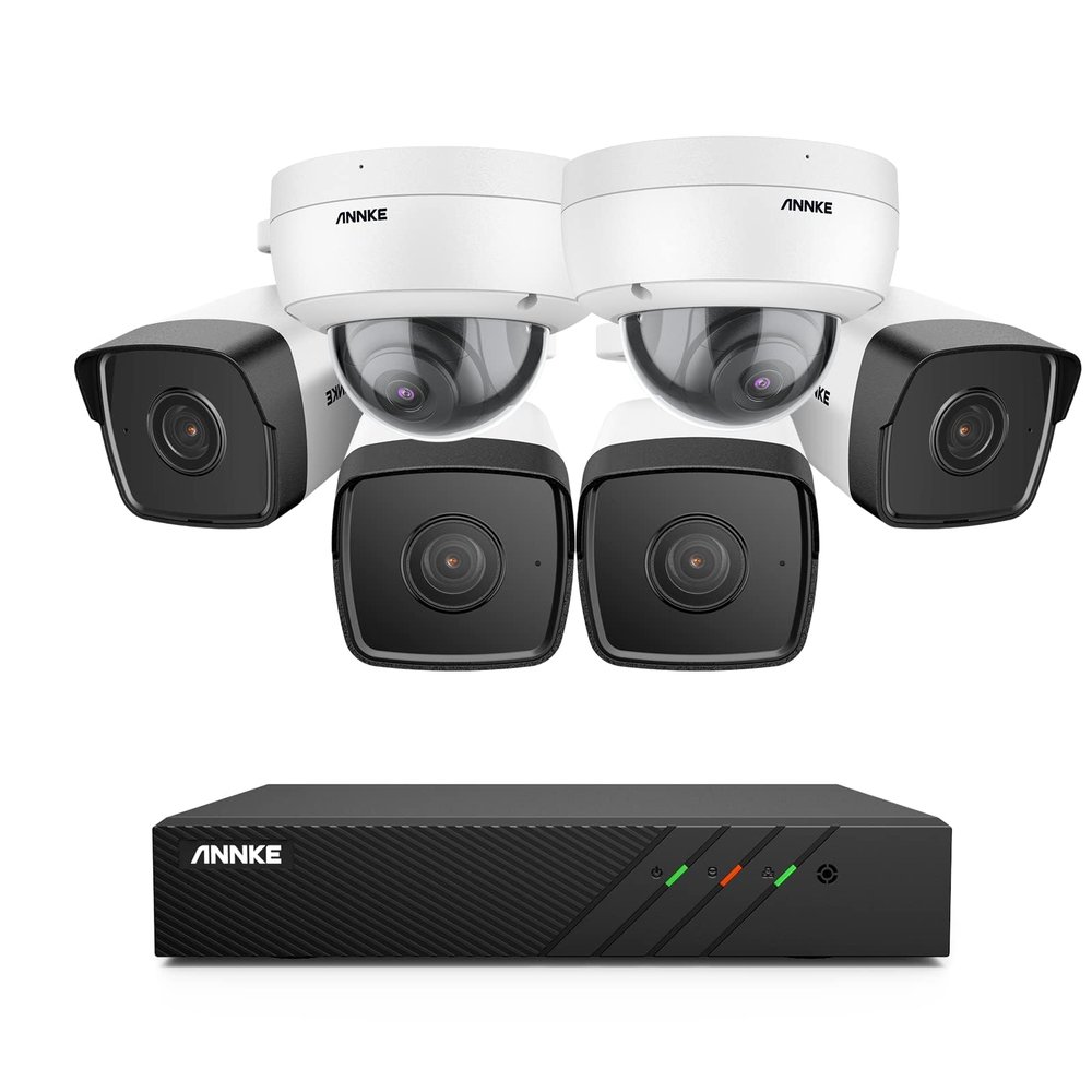ANNKE 5MP Security Camera System with 8MP 8 Channel PoE NVR, 6pcs 5MP Indoor/Outdoor Wired IP POE Smart Cameras, 100 ft Night Vision, Remote Access, Alert Push, Motion Detection, No HDD