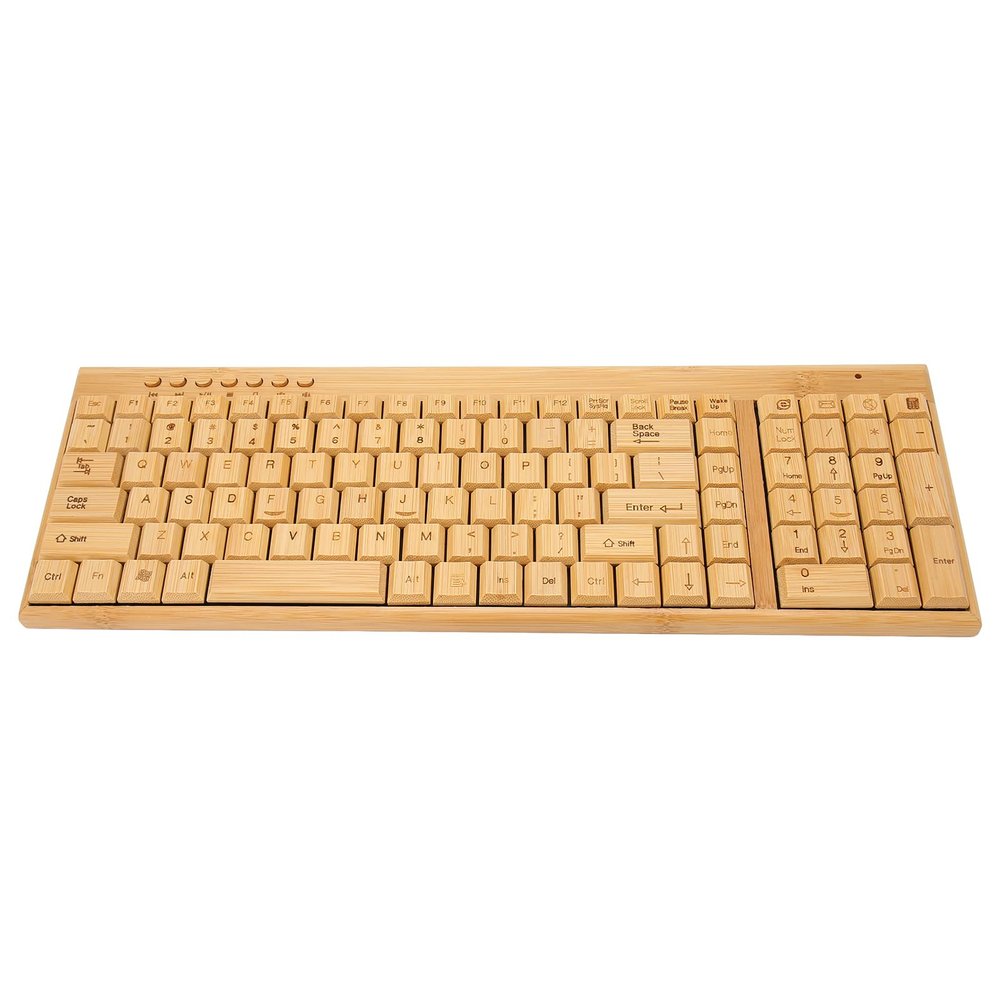 Keyboard and Mouse, 2.4GHz Plug and Play Bamboo Wood Computer Control Devices, for Win XP, for NT, for Vista, for Win10, for OS X, for Android (Keyboard)
