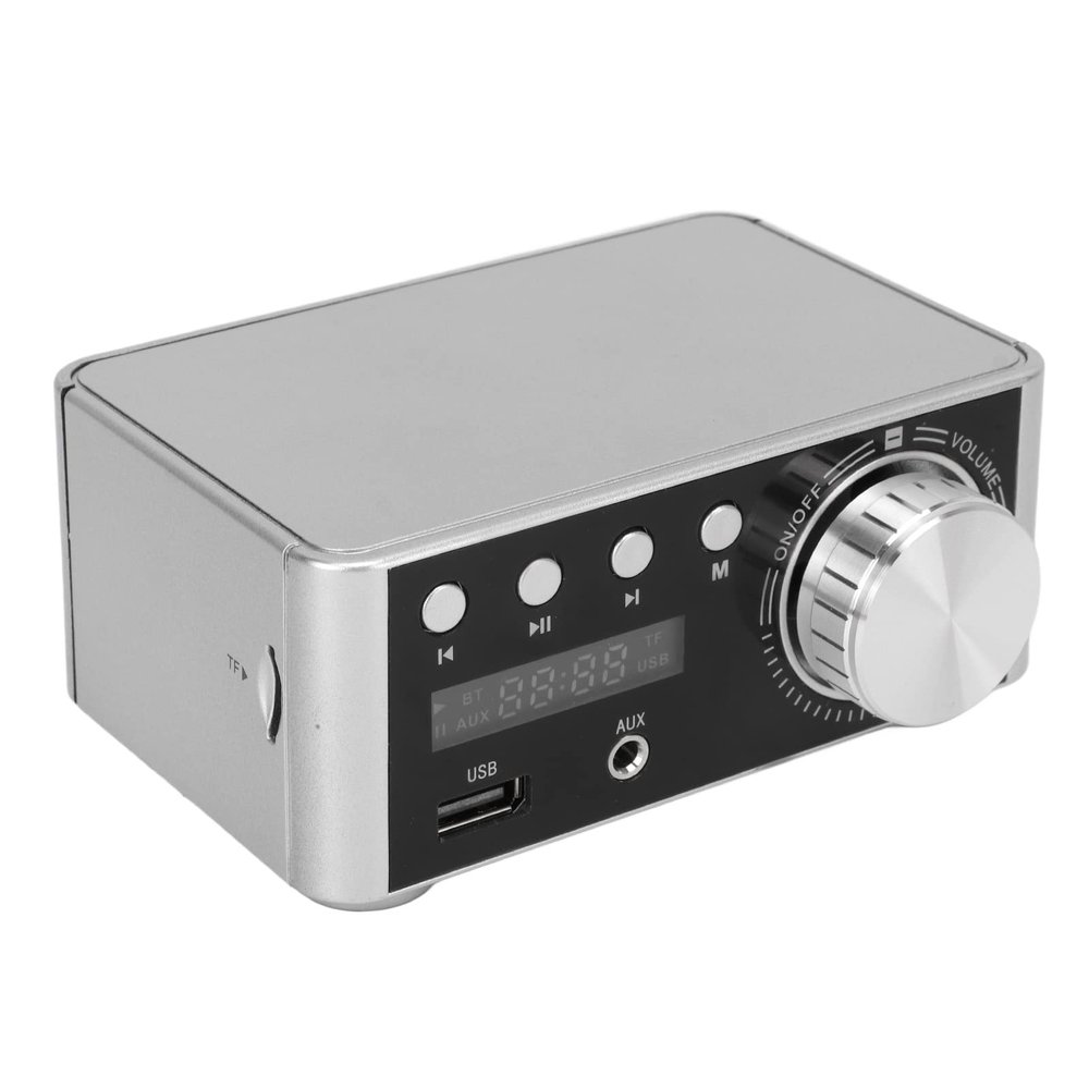 UPQRSG Amplifier Bt 5.0, Stereo Receivers for Home Audio, Silver Mini Digital Amplifier HiFi Stereo Class D Audio Amp Receiver, Home Theater Audio Stereo System Components