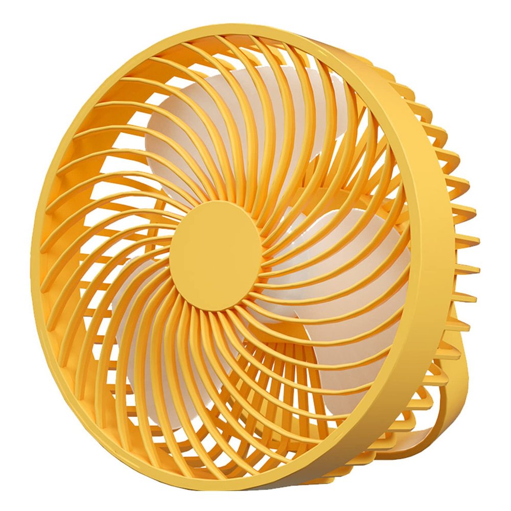 GRABLOOM Portable 6.5inch Camping Fan for W/LED Lamp Rechargeable Desk Fan Lightweight USB Powered Desk Fan for Outdoor Camping Desk Fan, Yellow