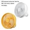 GRABLOOM Portable 6.5inch Camping Fan for W/LED Lamp Rechargeable Desk Fan Lightweight USB Powered Desk Fan for Outdoor Camping Desk Fan, Yellow view 2