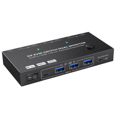 GRABLOOM Port KVM Switcher for Enhanced Visual Experience and Convenient Sharings with Single Setups KVM Switcher