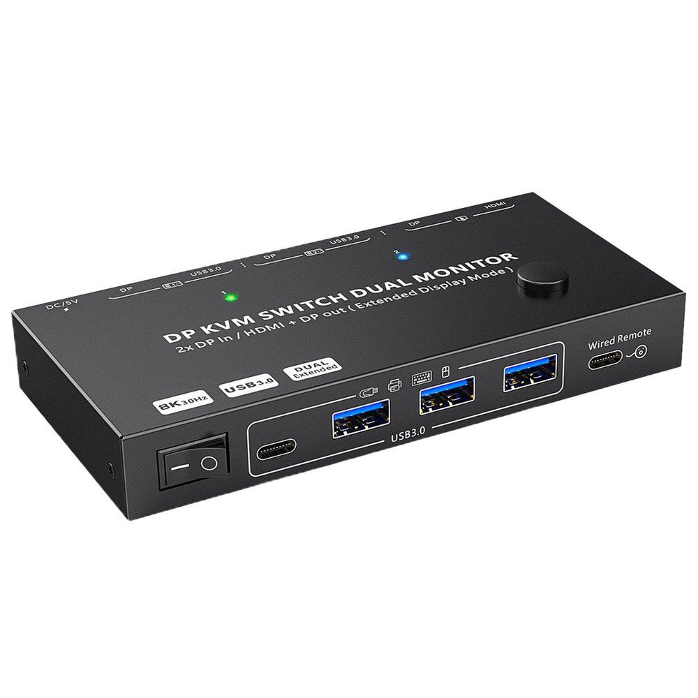 GRABLOOM Port KVM Switcher for Enhanced Visual Experience and Convenient Sharings with Single Setups KVM Switcher