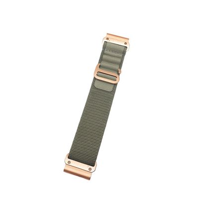 Handcrafted Custom Nylon Strap for Garmin - Fits for QuickFit 20, 22, 26, Fnix, Forerunner, Vivoactive, Approach, MARQ, quatix, Instinct2, Epix (Khaki-Rose Gold Buckle, Quick-Fit 20mm)