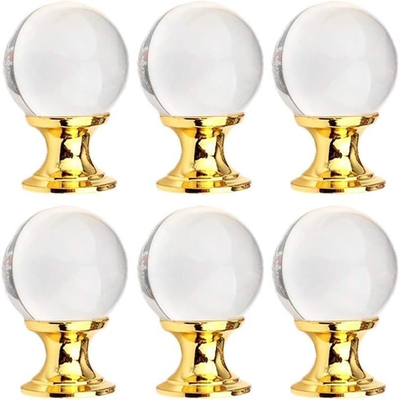 KnobsCabinet KnobsCrystal Cabinet Knobs Crystal Drawer Knobs,Dresser Knobs,6pcs Crystal Glass Knobs Smooth Pull Clear Round Handles for Drawer Cabinet Door Cupboard Kitchen Dresser Home Office DIY w