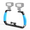 Zopsc Underwater Diving Rig with 2 Cold Shoe Mounts, Underwater Camera Housing Tray Handheld Grip Video Light Stabilizer with 1/4in 3/8in Screw Hole, Action Camera Cage Dive Rig (Light view 1