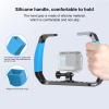 Zopsc Underwater Diving Rig with 2 Cold Shoe Mounts, Underwater Camera Housing Tray Handheld Grip Video Light Stabilizer with 1/4in 3/8in Screw Hole, Action Camera Cage Dive Rig (Light view 2