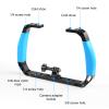 Zopsc Underwater Diving Rig with 2 Cold Shoe Mounts, Underwater Camera Housing Tray Handheld Grip Video Light Stabilizer with 1/4in 3/8in Screw Hole, Action Camera Cage Dive Rig (Light view 4