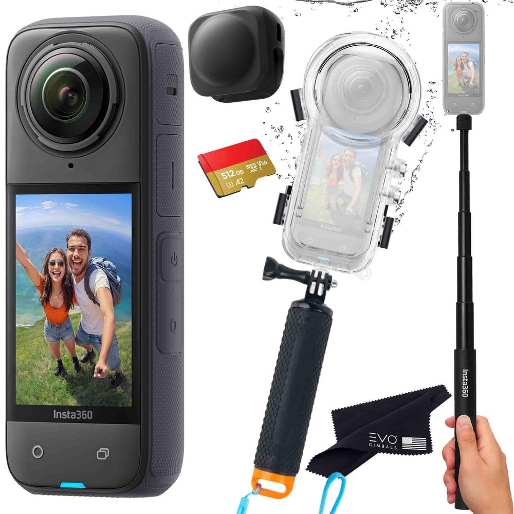 Insta360 X4 Dive Bundle- Waterproof 360 Action Camera with 1/2" 48MP Sensors, 8K 360 HDR Video, 72MP 360 Photo |Bundle Includes Selfie Stick, Floating Grip, Lens Cap (512GB)