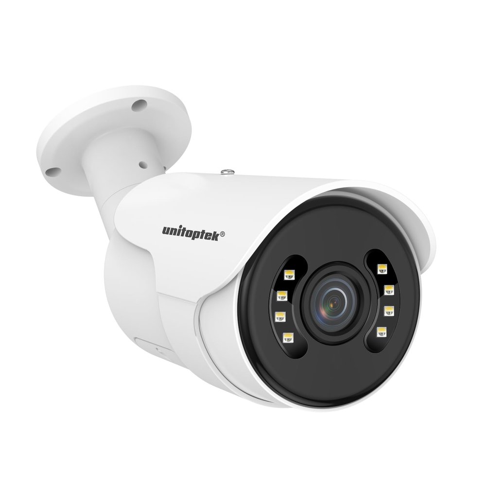Unitoptek 4K POE Camera Outdoor, 8MP Bullet POE IP Camera with Human/Vehicle Detection, Security Bullet Camera with 3.6mm Lens, Smart Dual Light Color Night Vision