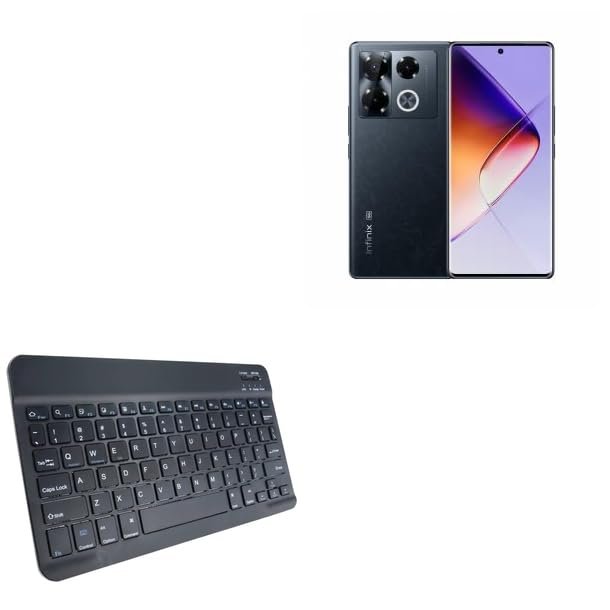 BoxWave Keyboard Compatible with Infinix Note 40 Pro - SlimKeys Bluetooth Keyboard, Portable Thin with Chiclet-Style Keys - Jet Black