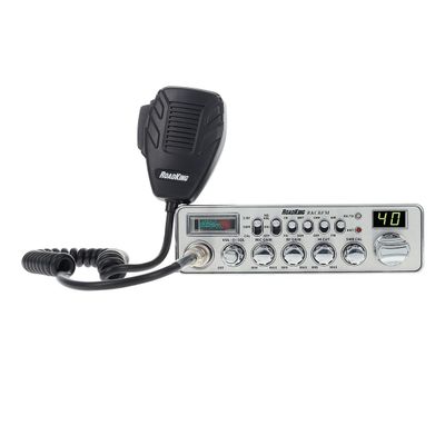 RoadKing RKCBFM Dual-Mode AM/FM CB Radio for Truckers Full 40 Channels Pro Emergency Channel CB with Noise-Cancelling Mic Large Display - Silver