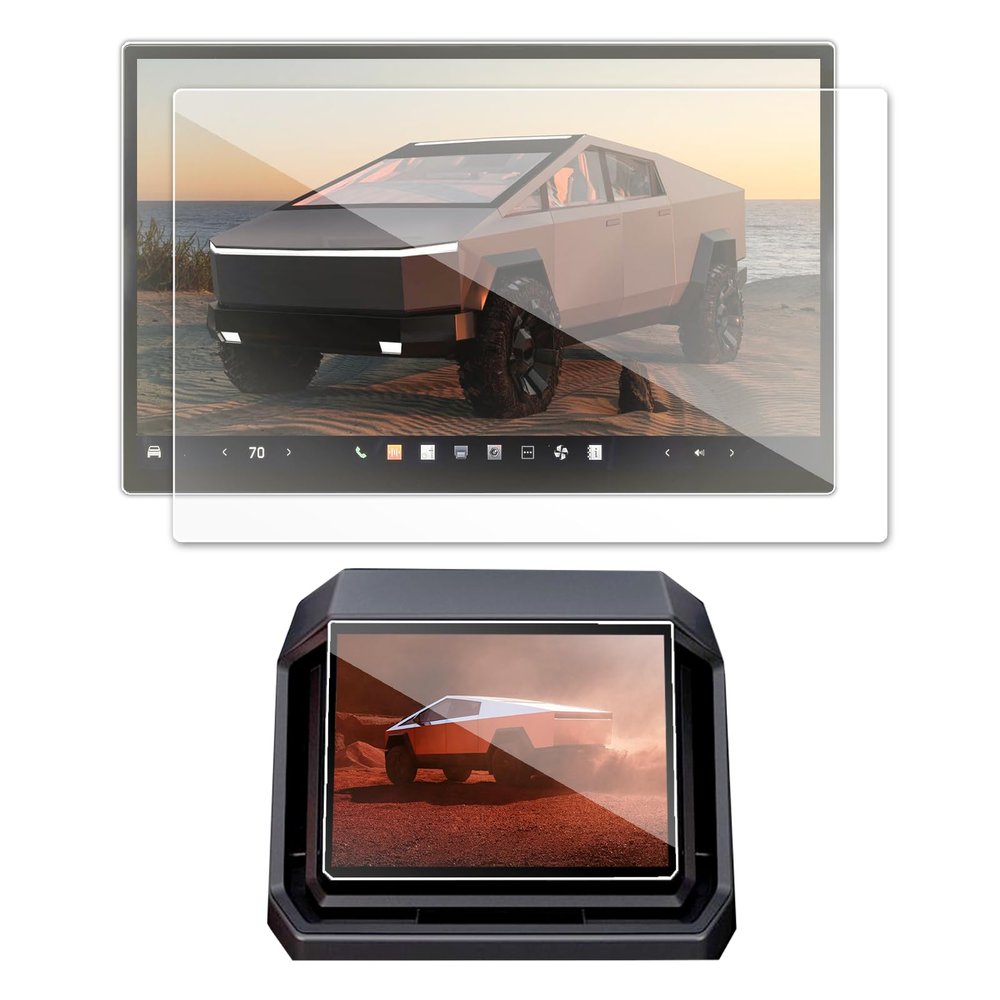 2PCS Matte 2025 Tesla Cybertruck Screen Protector Compatible with Cybertruck Tesla 2024 Front & Back Screen Protector 18.5&9.4 Rear Seat Display Nav. Matte&Rear Screen Anti Glare/Anti Fingerprint (2)